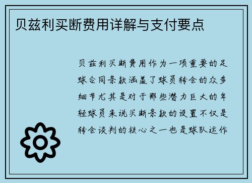 贝兹利买断费用详解与支付要点