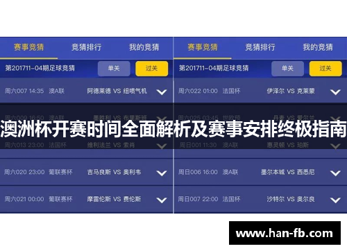 澳洲杯开赛时间全面解析及赛事安排终极指南 澳洲杯开赛时间全面解析及赛事安排终极指南