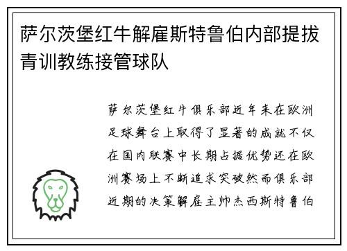 萨尔茨堡红牛解雇斯特鲁伯内部提拔青训教练接管球队
